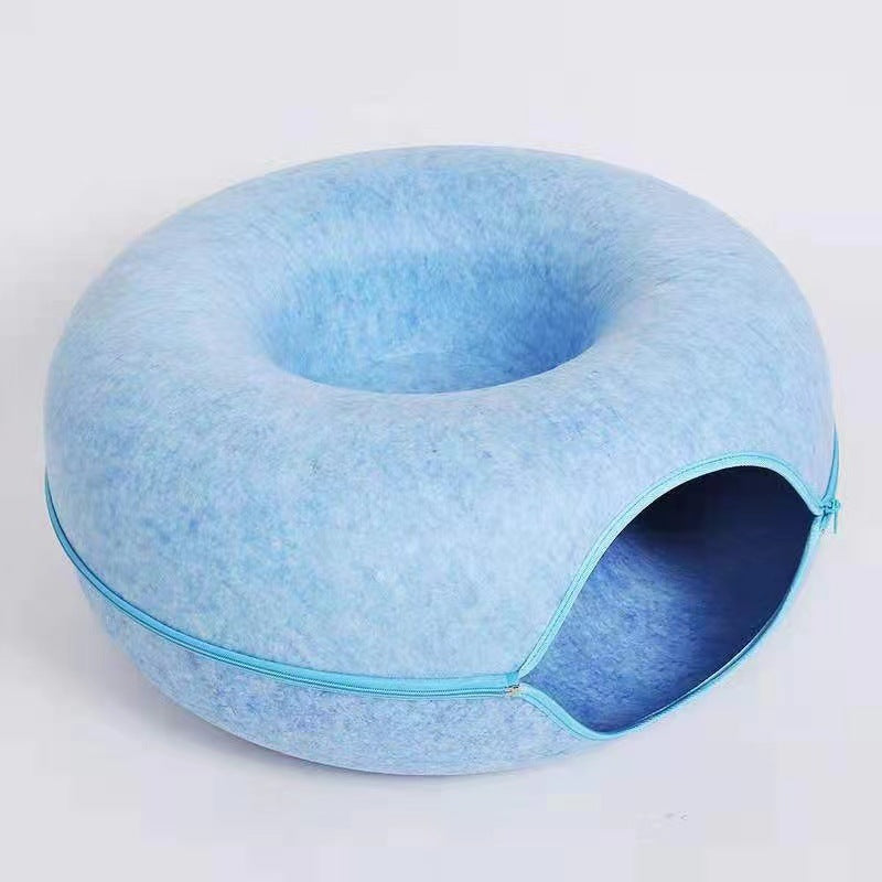 Panier donut pour chat – Tunnel et jouet intégrés