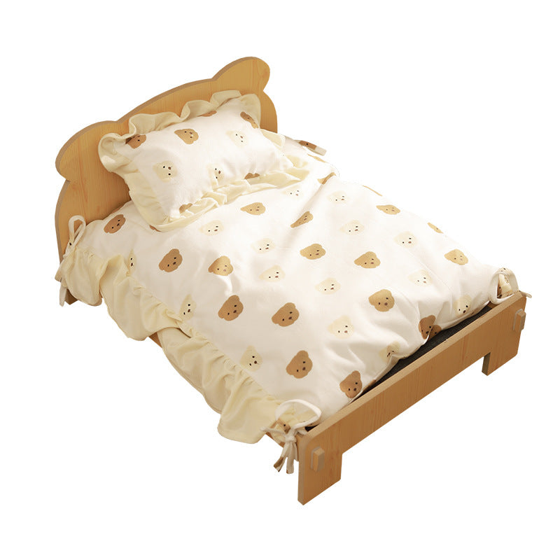 Lit pour chat et chien – Couchage en bois avec coussin