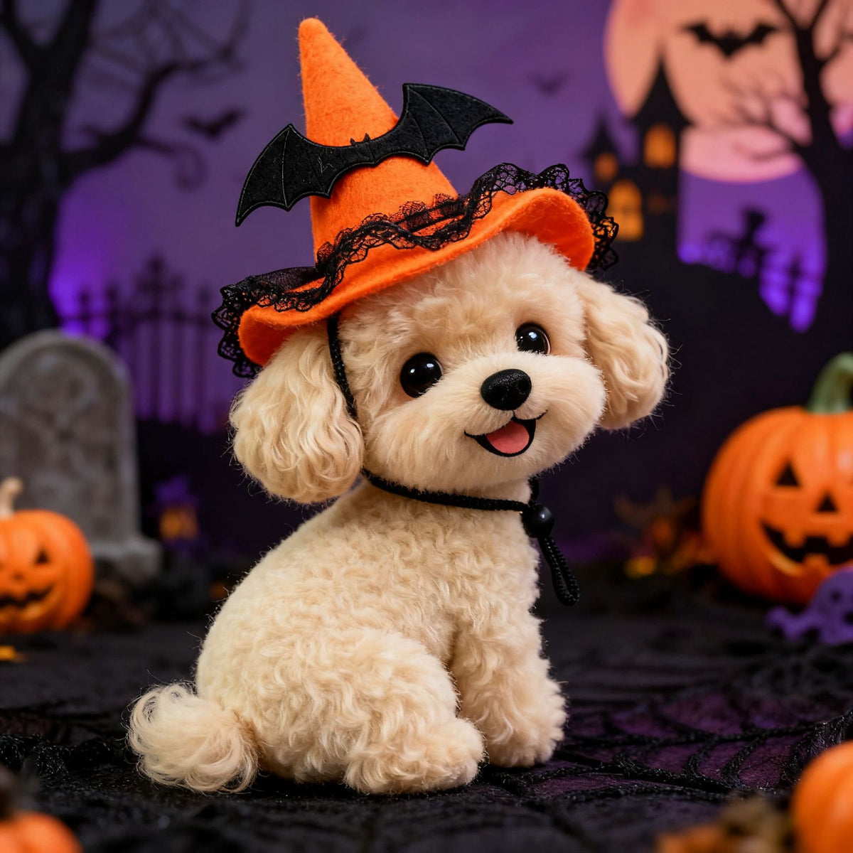 Chapeau d’Halloween pour chien – Citrouille & motifs fantaisie