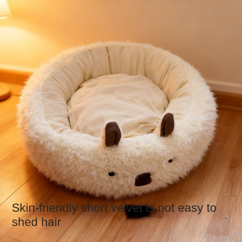 Niche douillette pour chien & chat – Forme semi-fermée