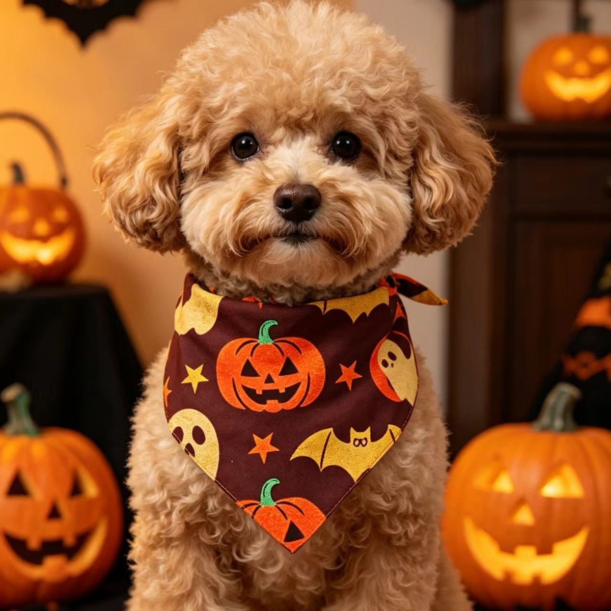 Bandana Halloween pour chien – Crâne & toile d’araignée