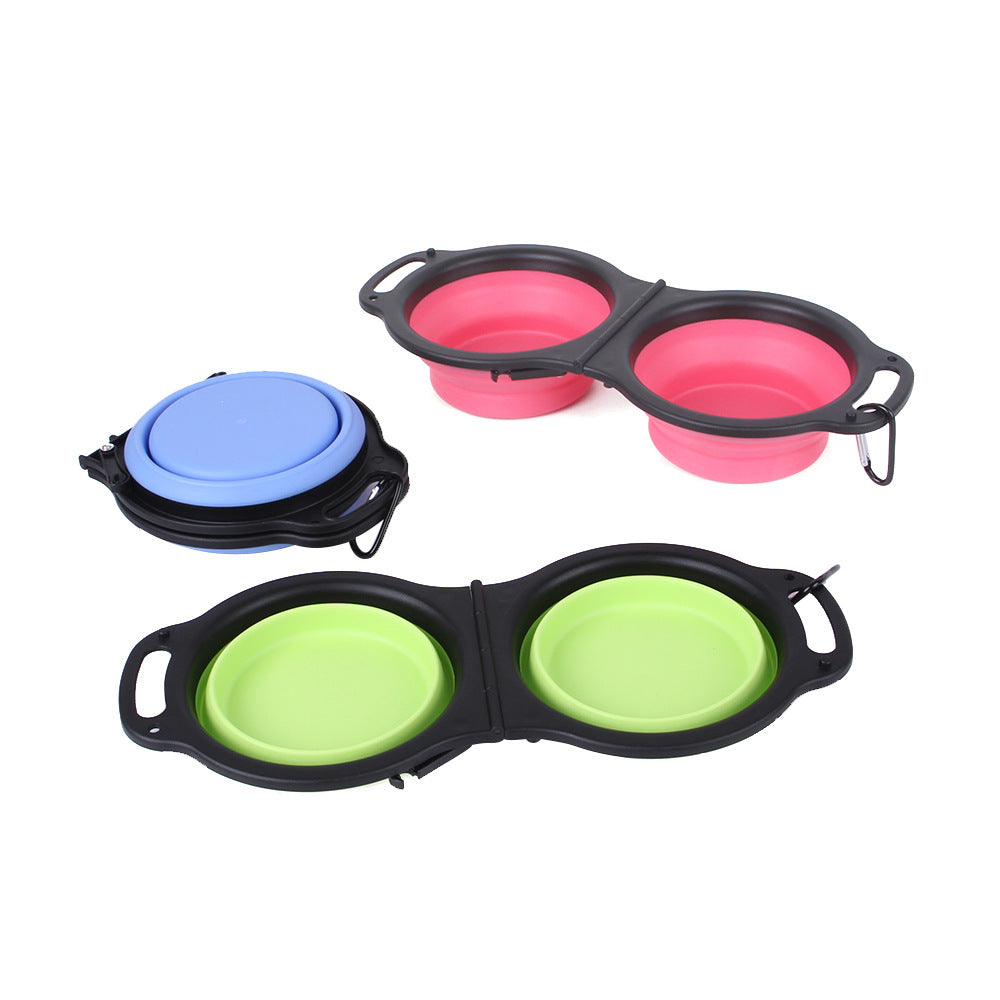 Gamelle double pliable en silicone pour chien & chat