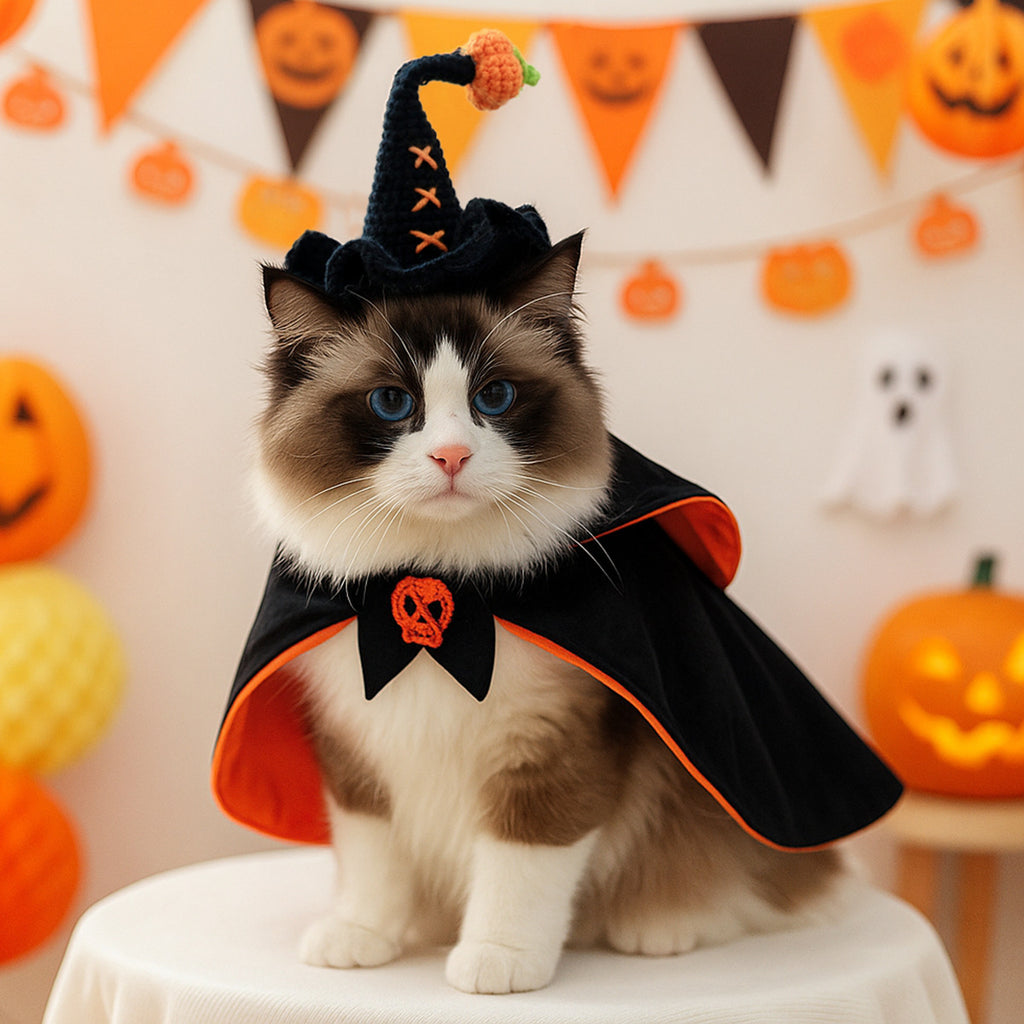 Chapeau de sorcière citrouille pour chien & chat – Halloween