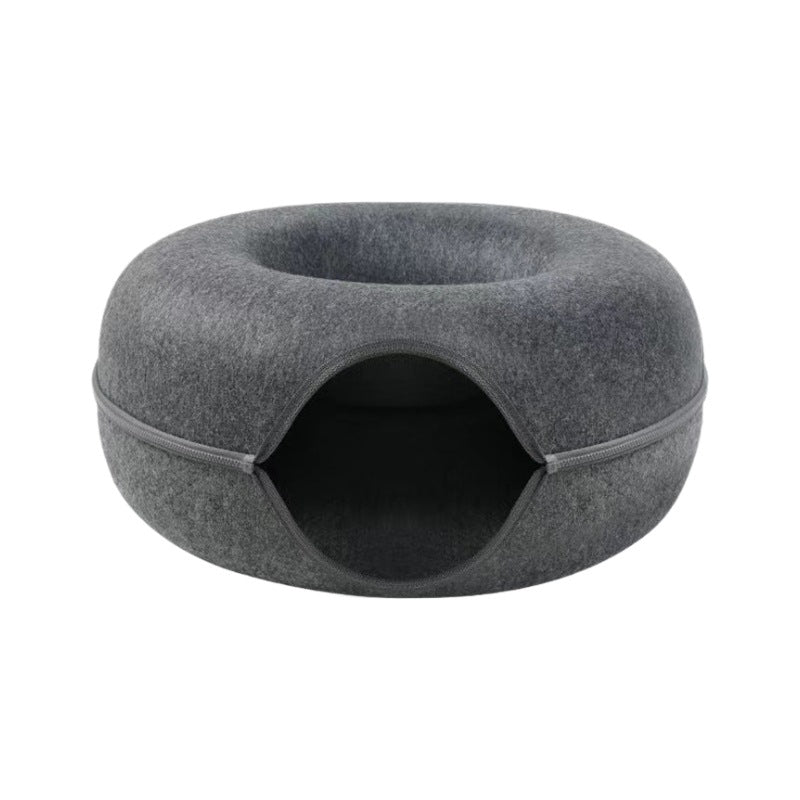 Panier donut pour chat – Tunnel et jouet intégrés