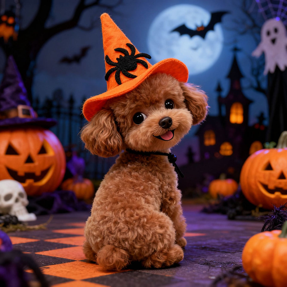 Chapeau d’Halloween pour chien – Citrouille & motifs fantaisie