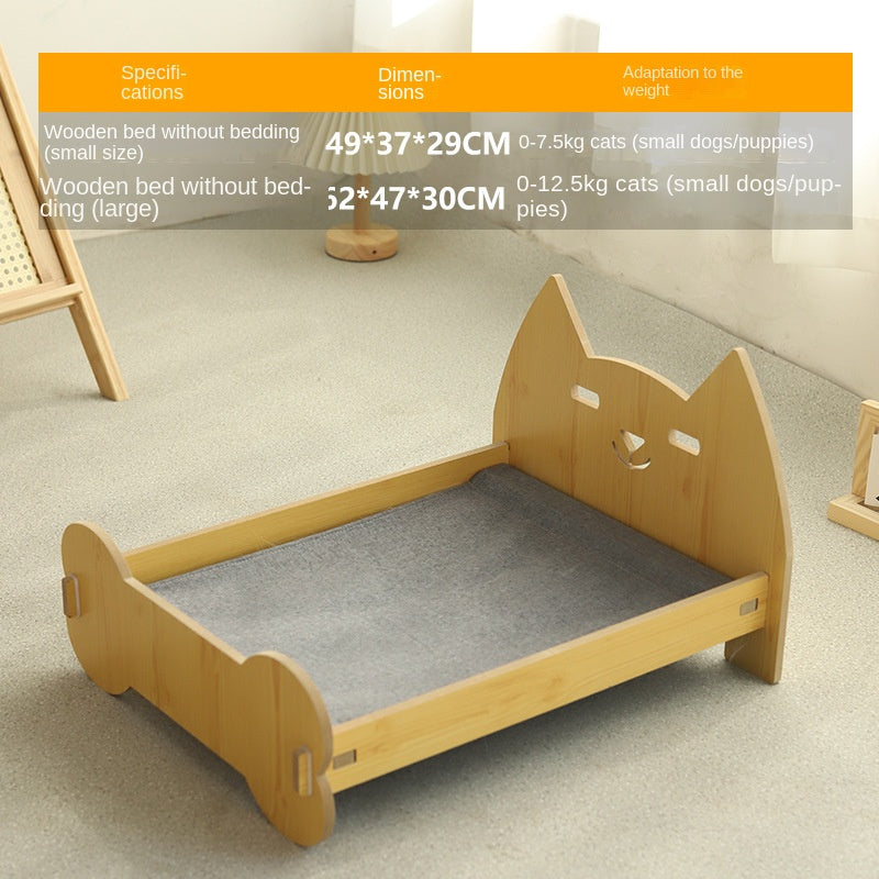 Lit pour chat et chien – Couchage en bois avec coussin