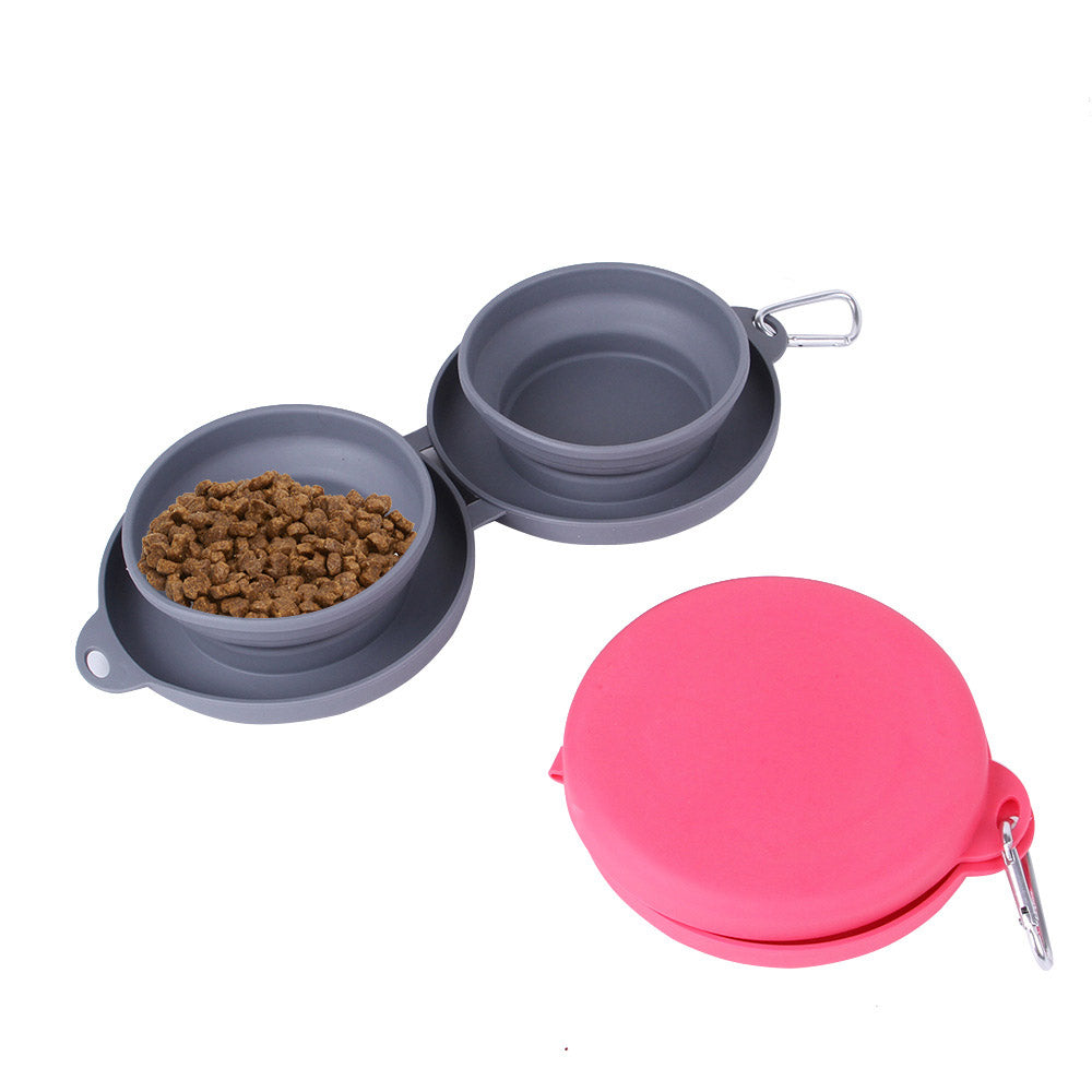 Gamelle double pliable en silicone pour chien & chat