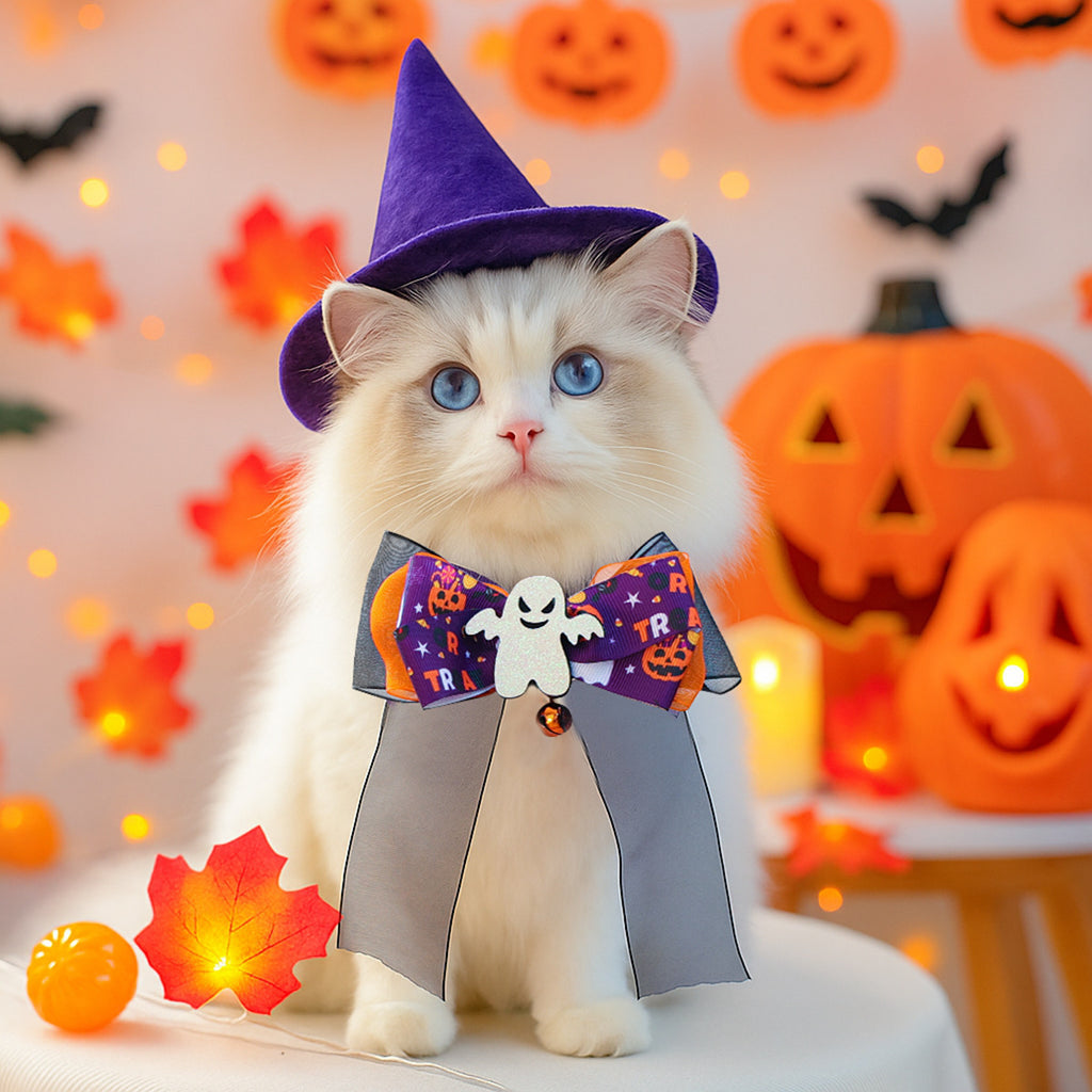 Foulard Halloween pour chien & chat – Citrouille & fantôme