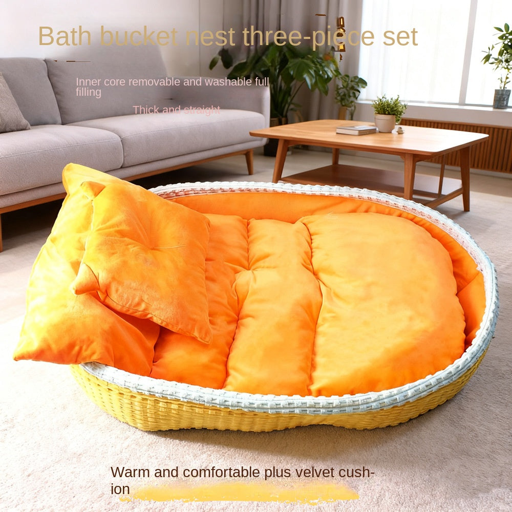 Niche semi-fermée pour chien & chat – Couchage polaire