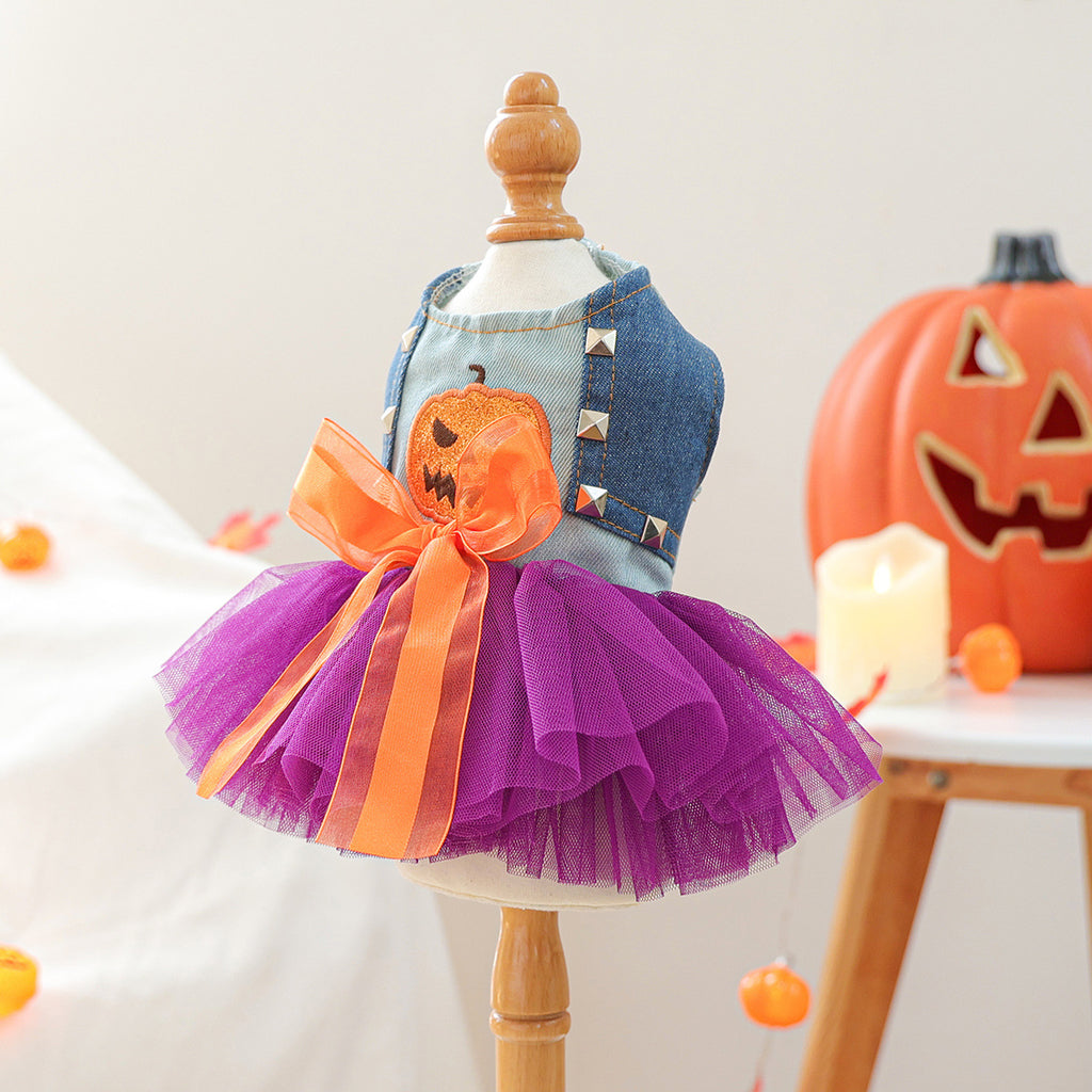 Robe Halloween pour chien – Citrouille & fantaisie
