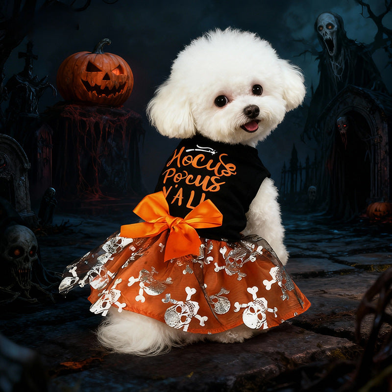 Robe Halloween pour chien & chat – Tête de mort