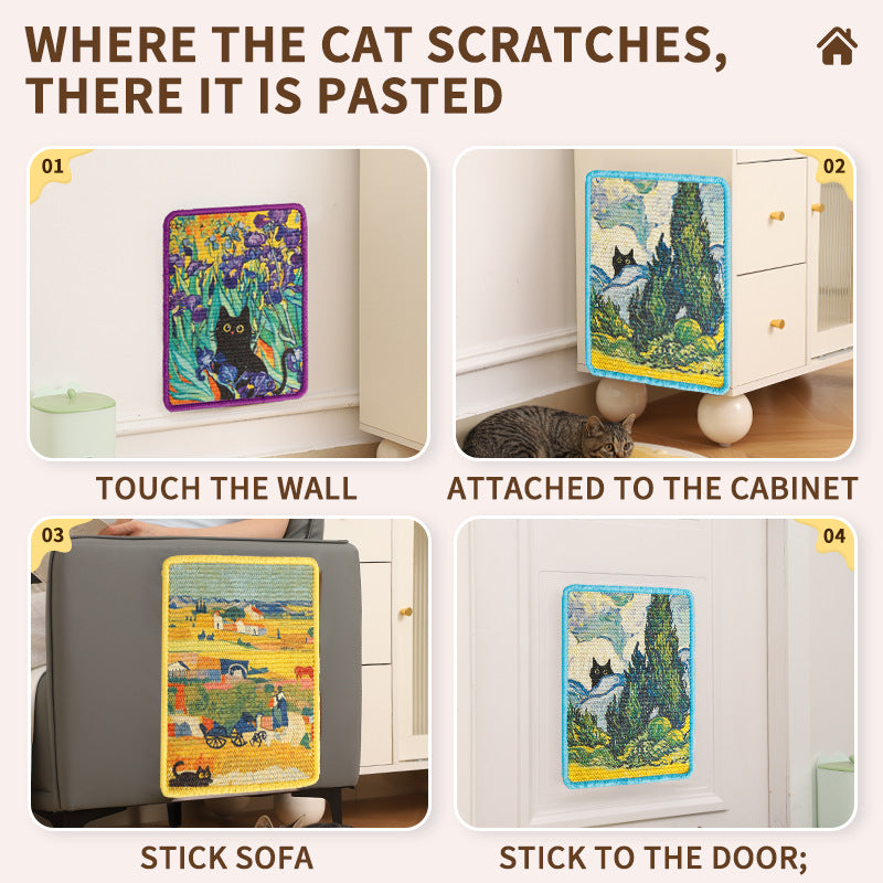 Griffoir mural en sisal pour chat – Motifs artistiques