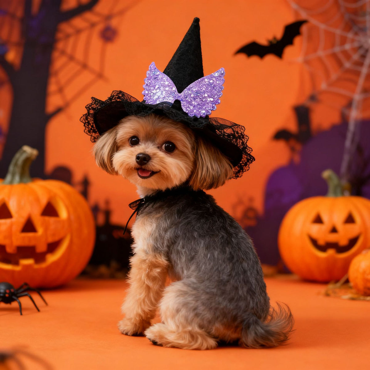 Chapeau d’Halloween pour chien – Citrouille & motifs fantaisie