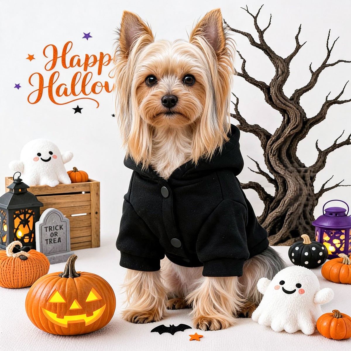 Sweat à capuche Halloween pour petit chien & chat – Noir