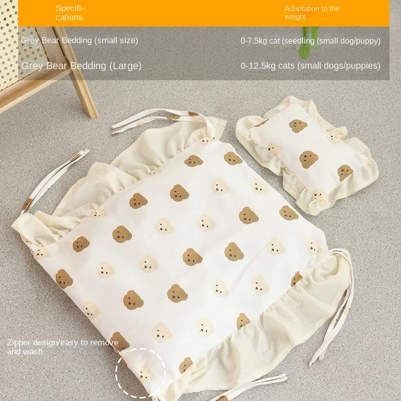 Lit pour chat et chien – Couchage en bois avec coussin
