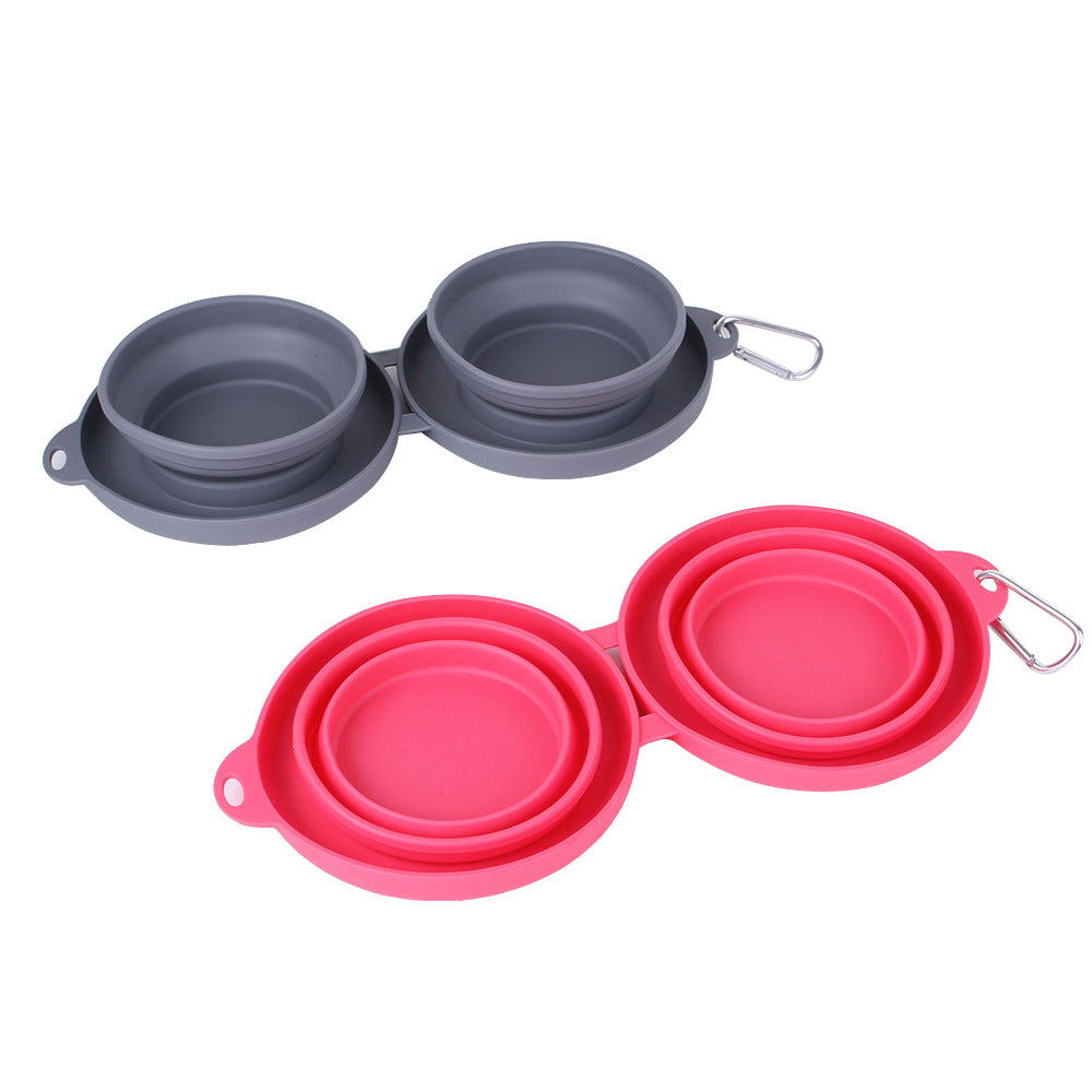Gamelle double pliable en silicone pour chien & chat