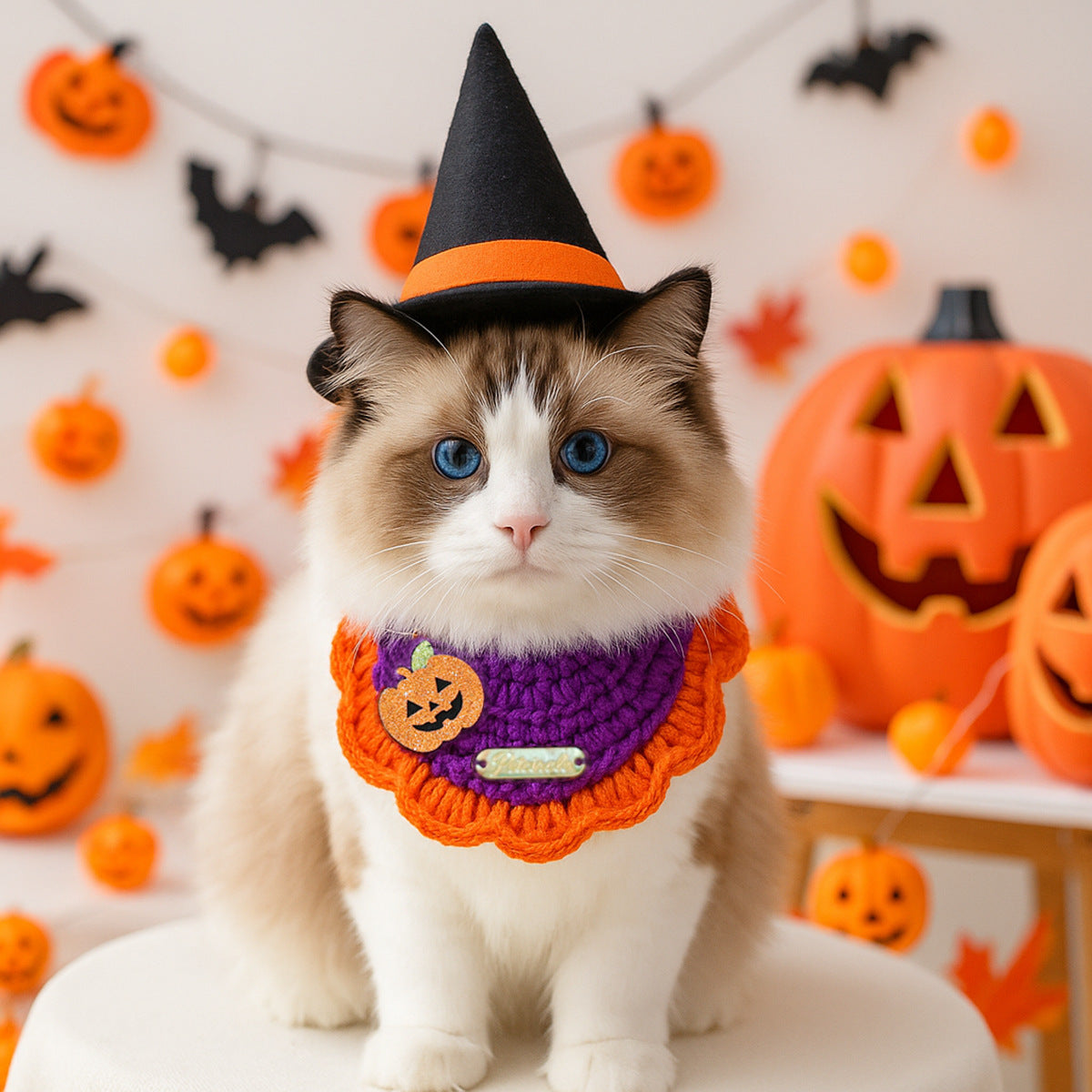 Bandana tricoté Halloween pour chien & chat