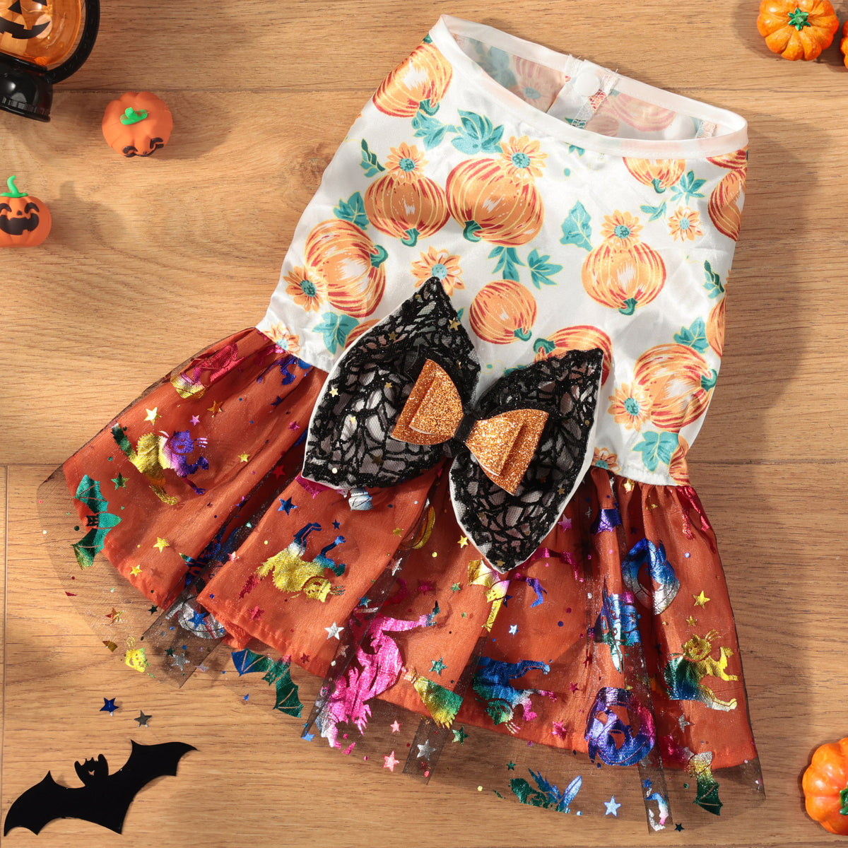 Robe Halloween pour chien – Citrouille & tête de mort