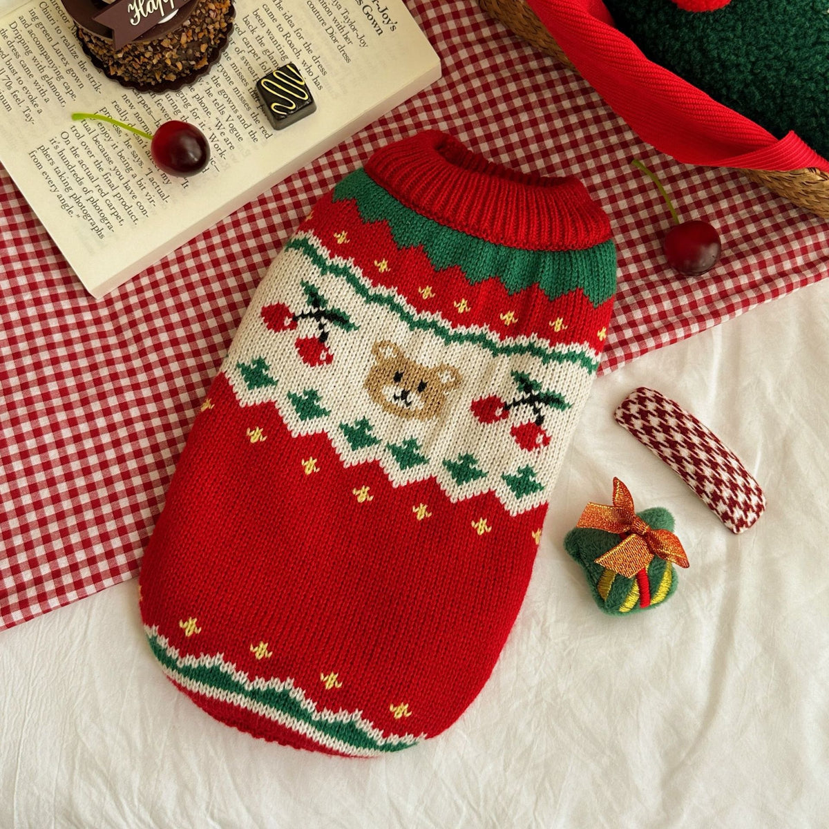Pull de Noël chaud pour chien & chat – Cerises
