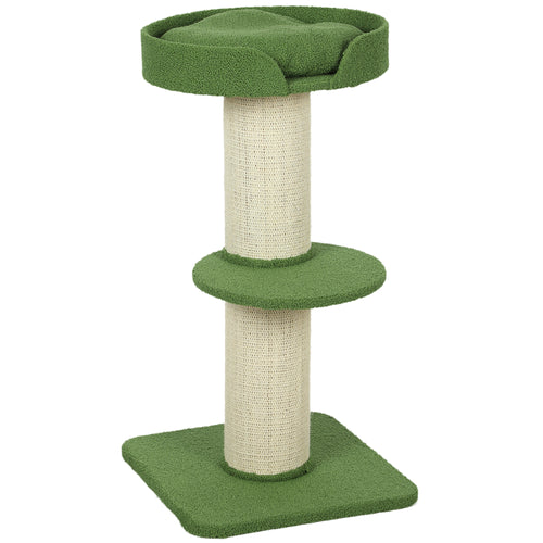 Arbre à Chat avec Griffoir, Centre d'Activités, Plateformes, Coussin, 45 x 45 x 91 cm, Vert et Beige-0
