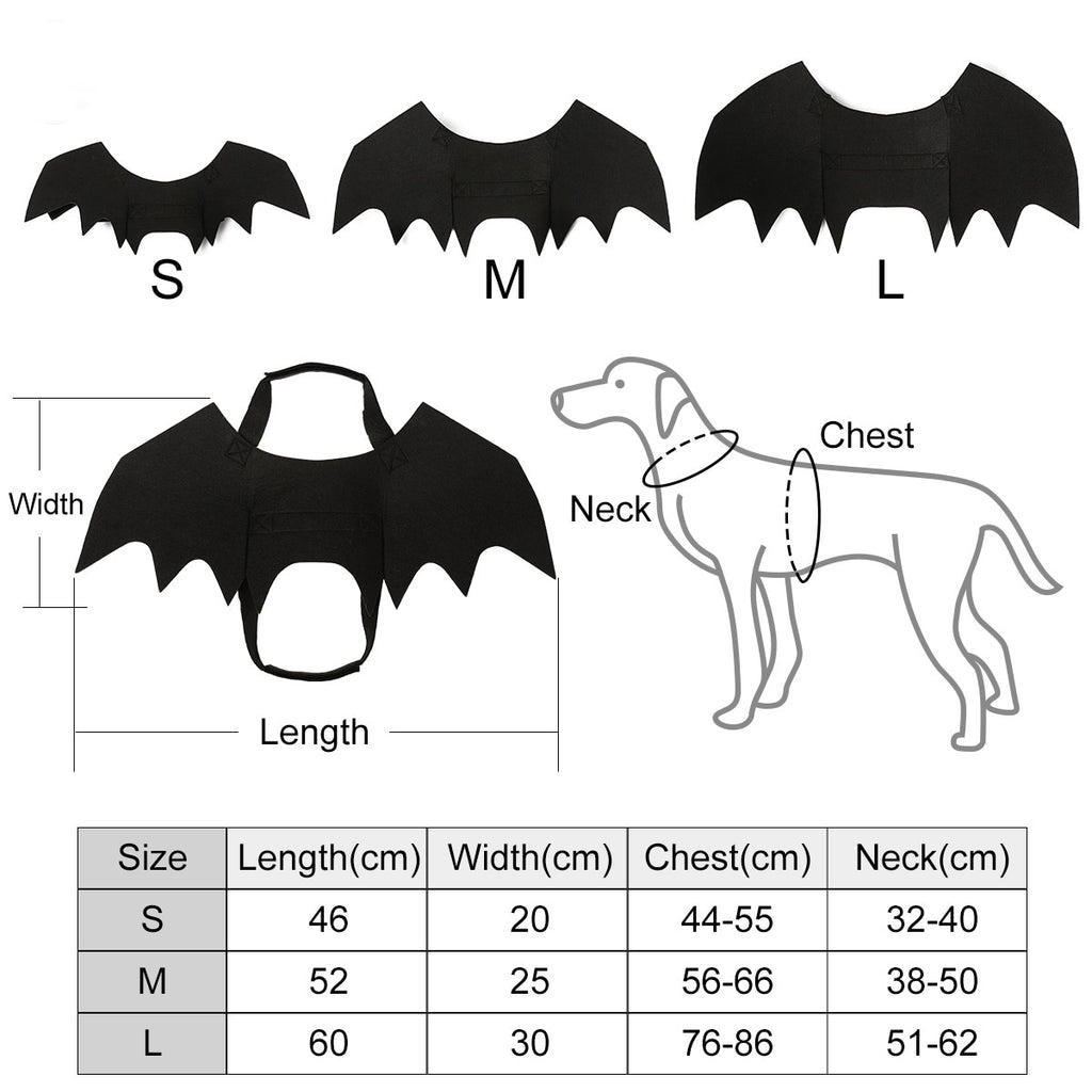 Ailes de chauve-souris Halloween pour chien – Déguisement