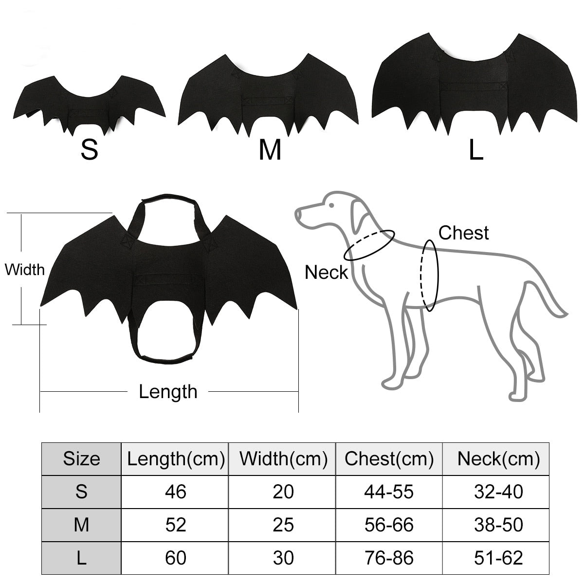 Ailes de chauve-souris Halloween pour chien – Déguisement