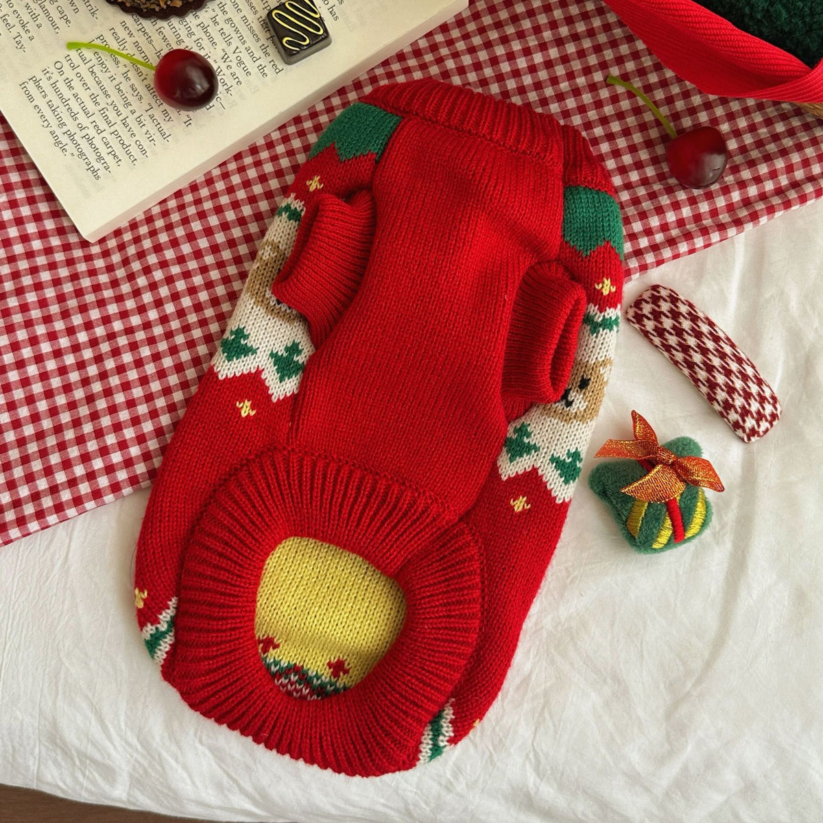 Pull de Noël chaud pour chien & chat – Cerises