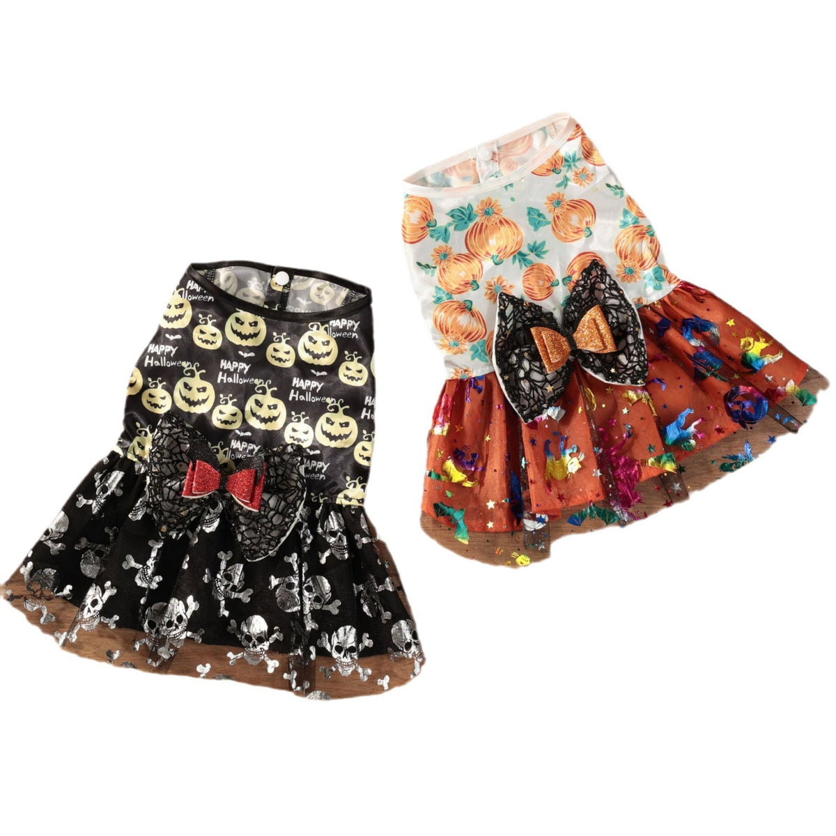 Robe Halloween pour chien – Citrouille & tête de mort