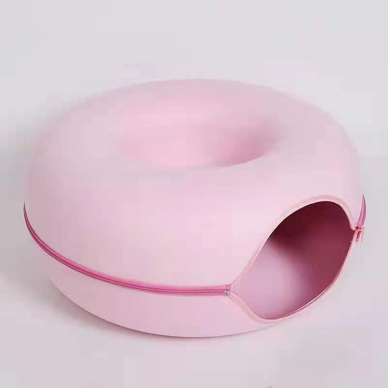 Panier donut pour chat – Tunnel et jouet intégrés