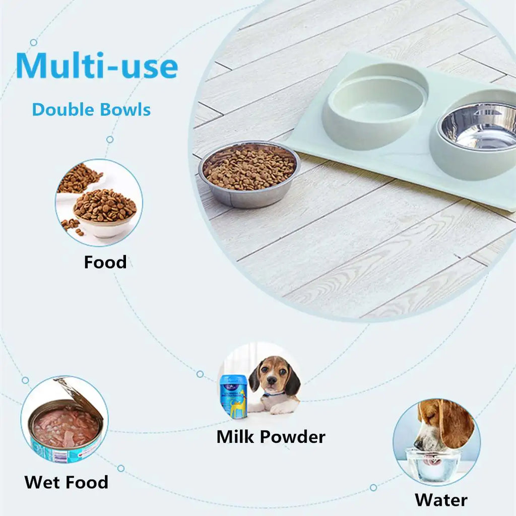 Double bol pour nourriture et eau pour animaux