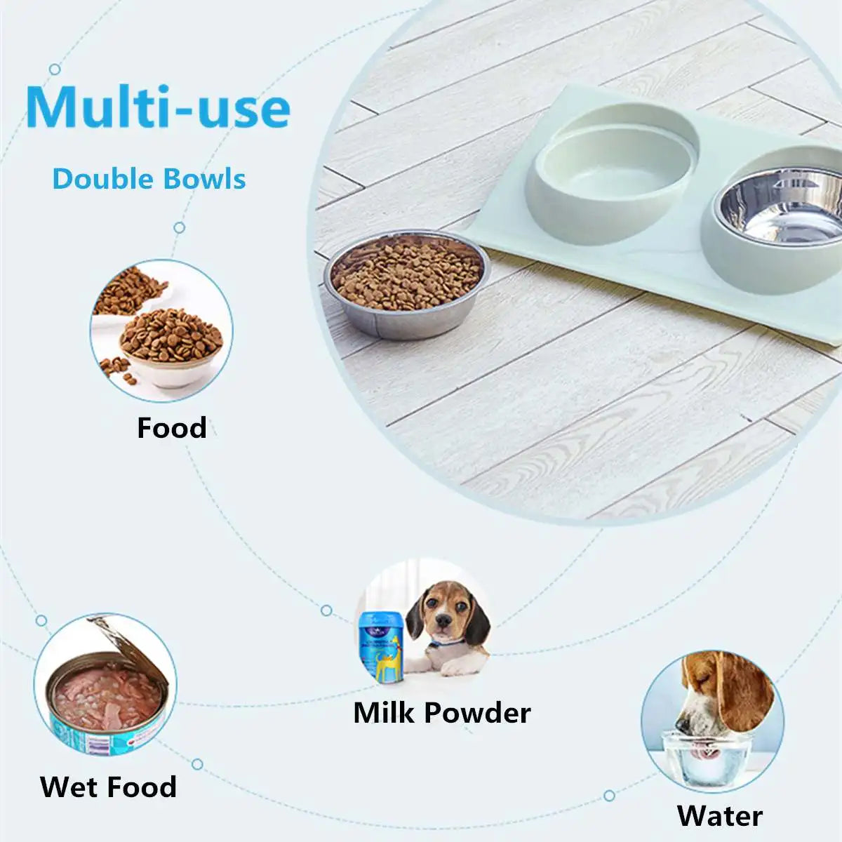 Double bol pour nourriture et eau pour animaux