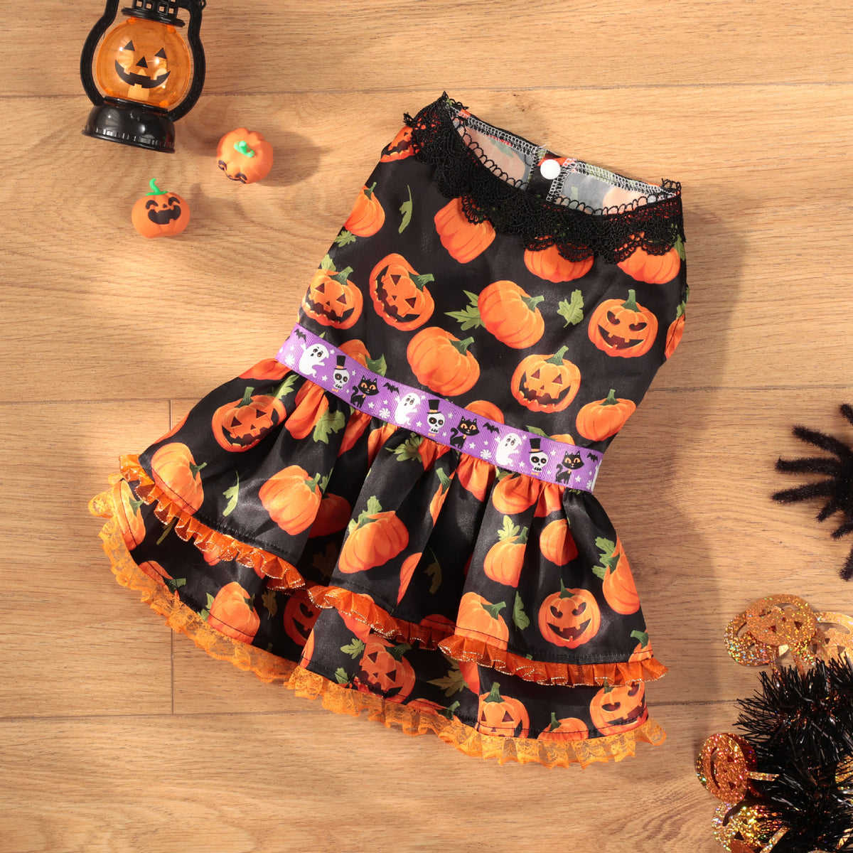 Robe Halloween pour chien – Dentelle citrouille