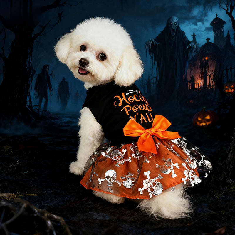 Robe Halloween pour chien & chat – Tête de mort