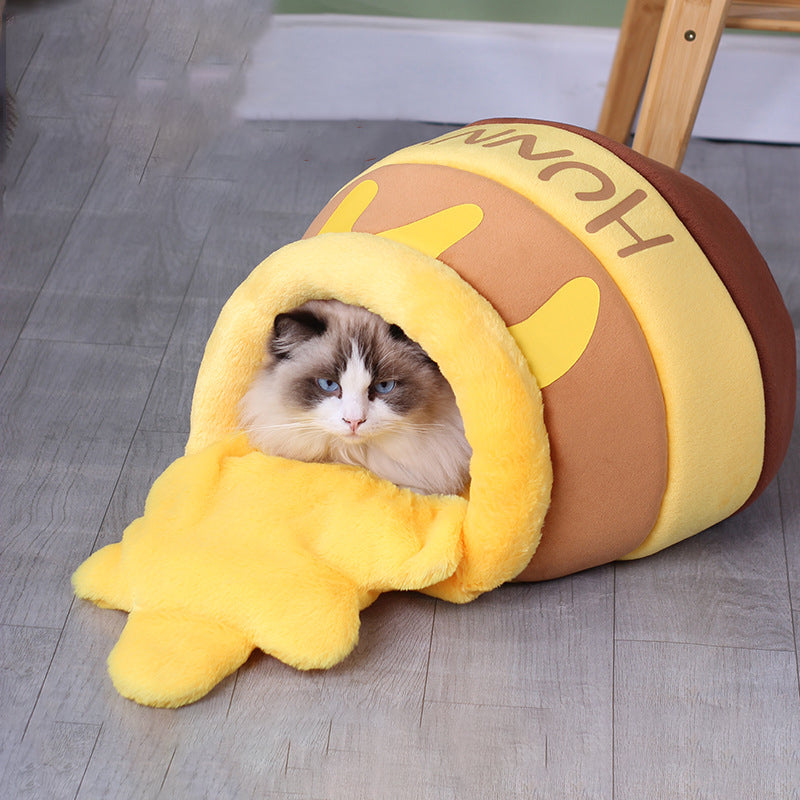 Niche douillette pour chat – Forme pot de miel