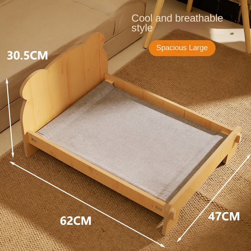 Lit pour chat et chien – Couchage en bois avec coussin