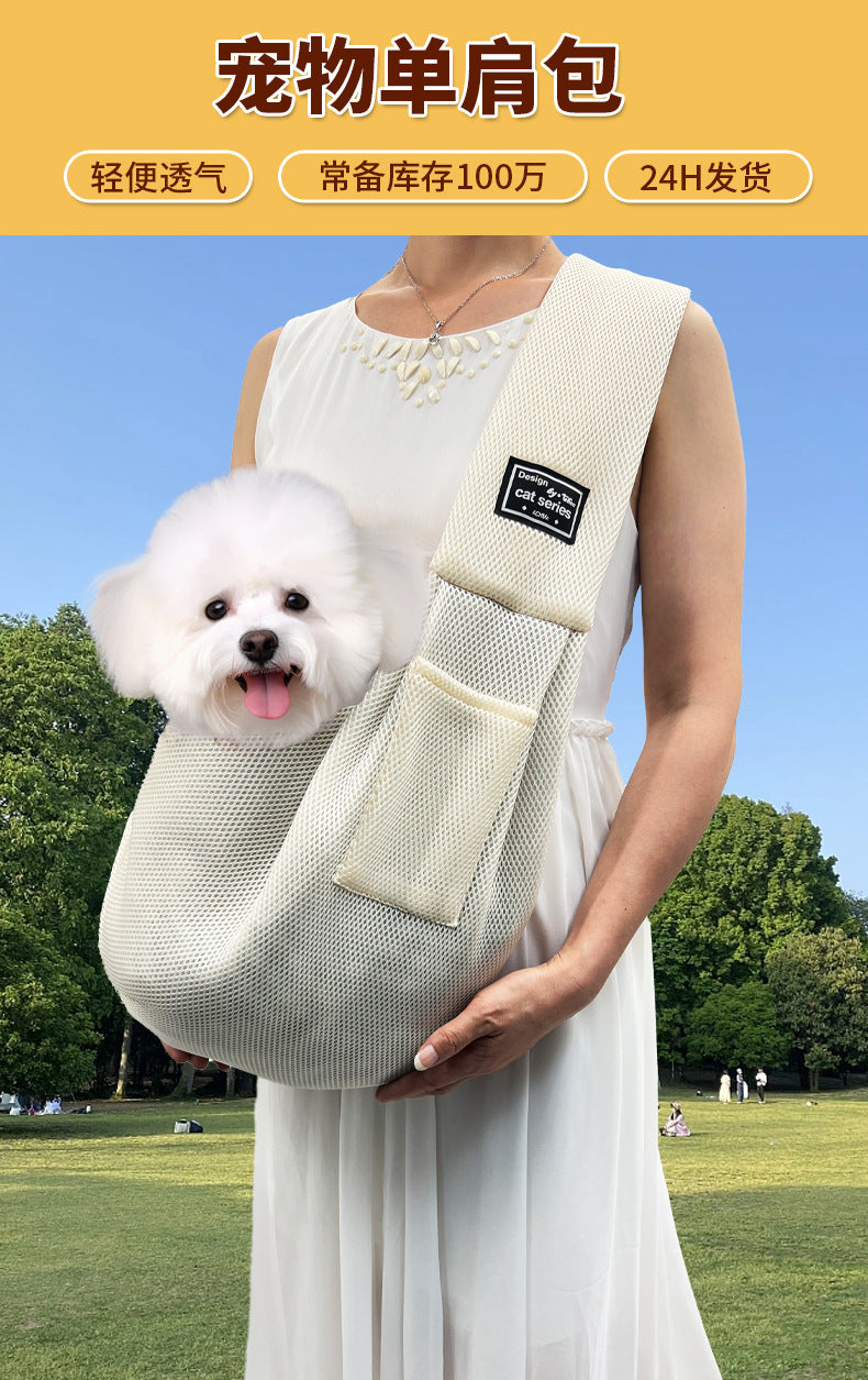 Sac bandoulière pour chat – Maille respirante et pliable