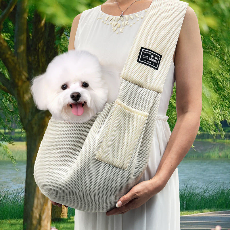 Sac bandoulière pour chat – Maille respirante et pliable