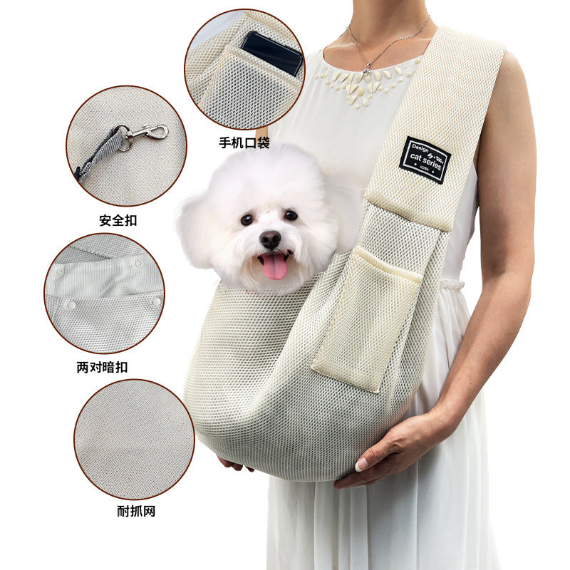 Sac bandoulière pour chat – Maille respirante et pliable
