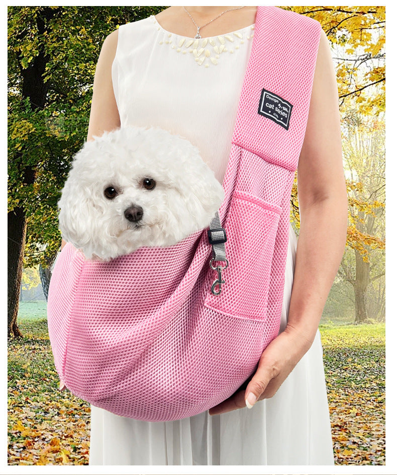 Sac bandoulière pour chat – Maille respirante et pliable