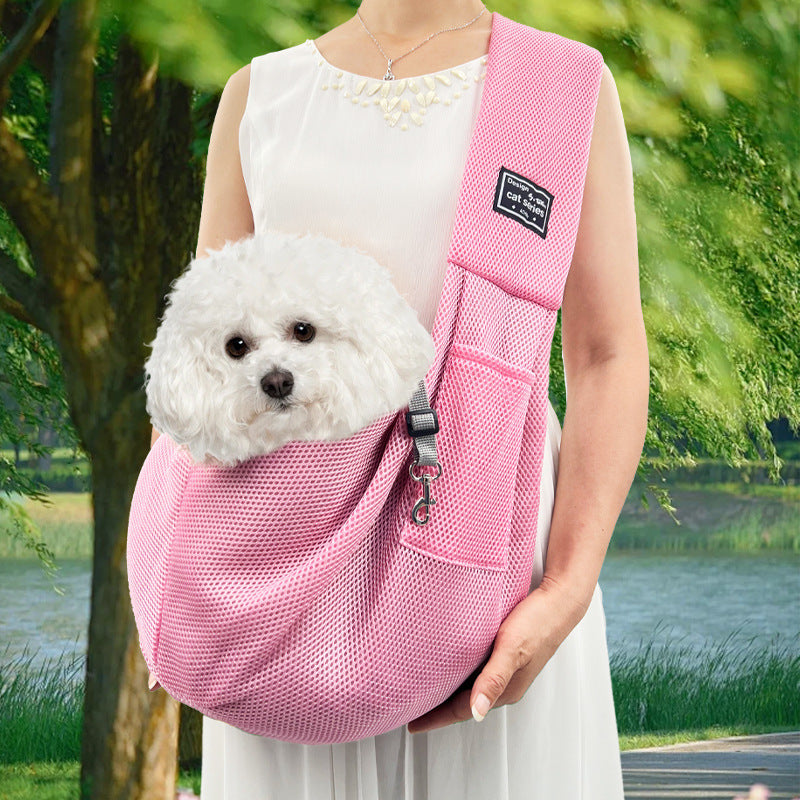 Sac bandoulière pour chat – Maille respirante et pliable