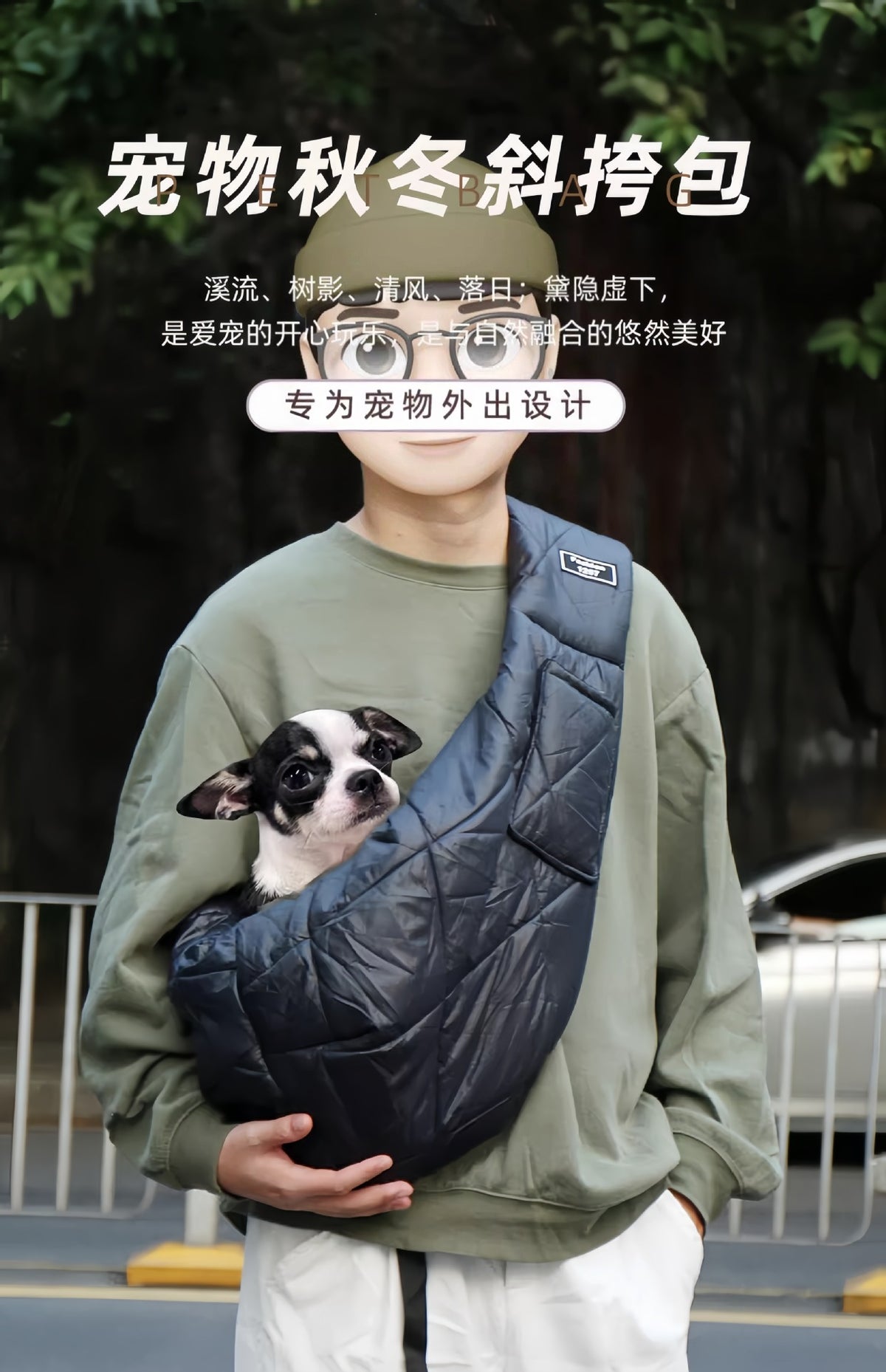 Sac bandoulière pour chien & chat – Hiver et confort