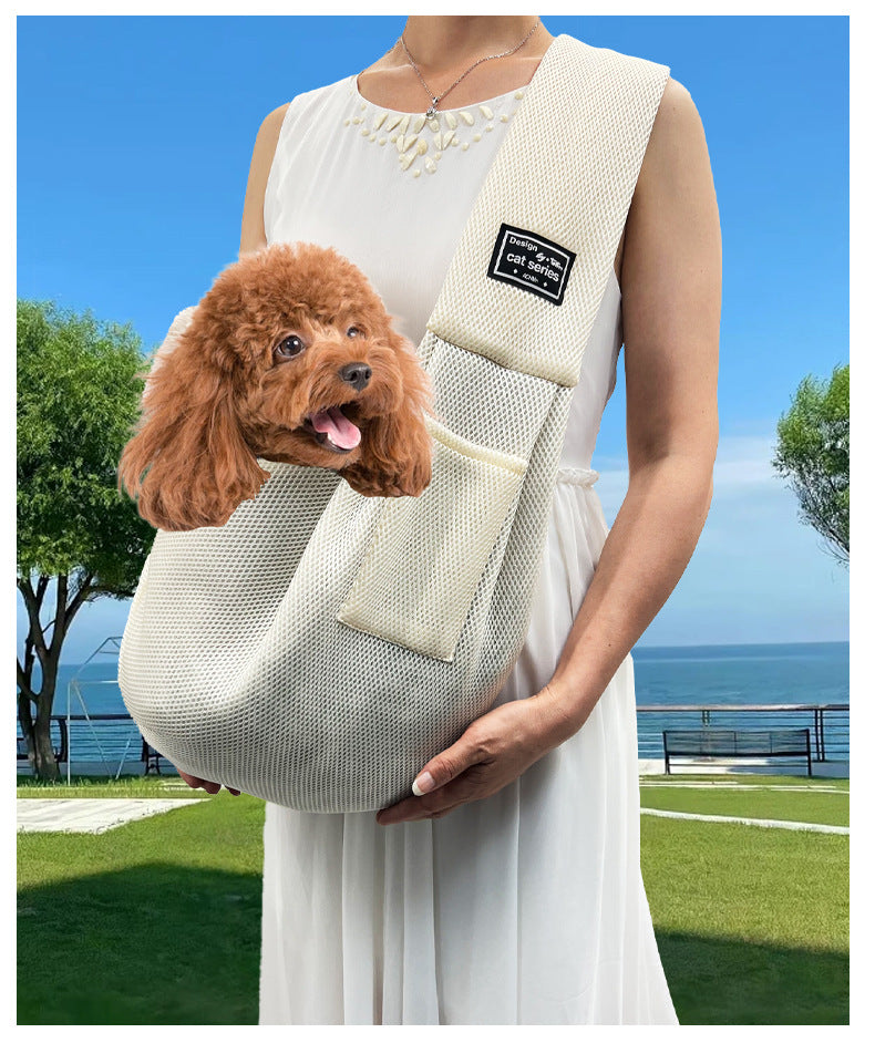 Sac bandoulière pour chat – Maille respirante et pliable