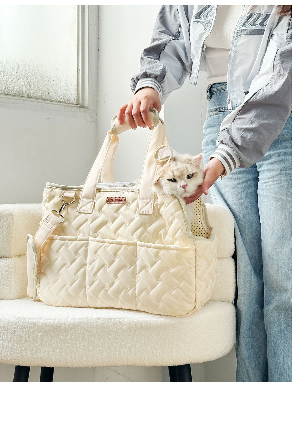 Sac bandoulière pour chat & petit chien – Avec tapis ou couverture