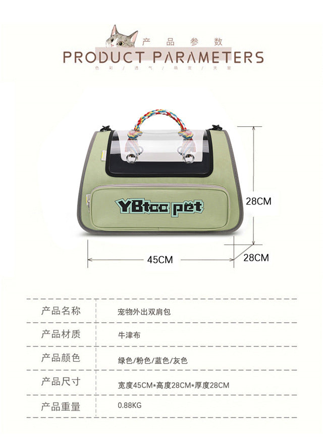 Sac bandoulière grande capacité pour chat & chien – Respirant