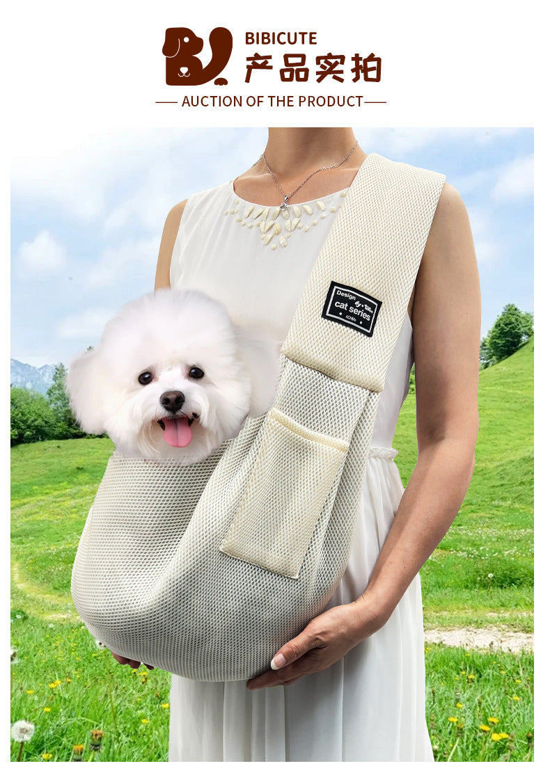 Sac bandoulière pour chat – Maille respirante et pliable