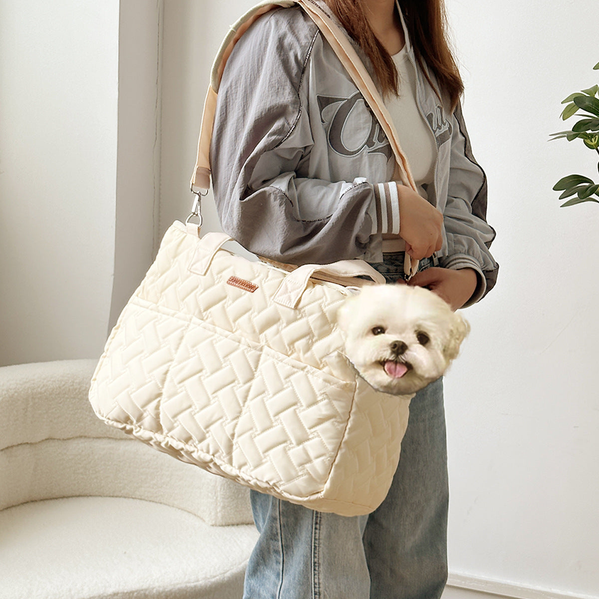 Sac bandoulière pour chat & petit chien – Avec tapis ou couverture