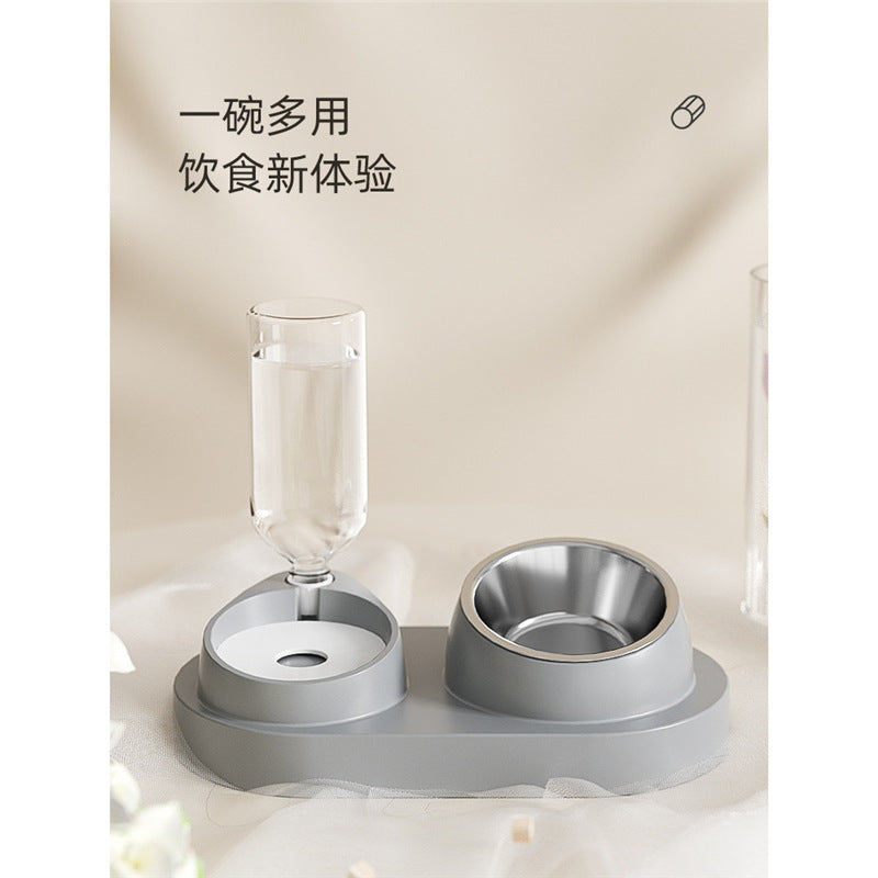 Gamelle pour chat & petit chien avec distributeur d’eau – Double bol