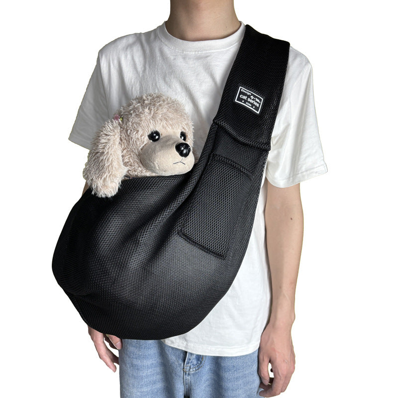 Sac bandoulière pour chat – Maille respirante et pliable