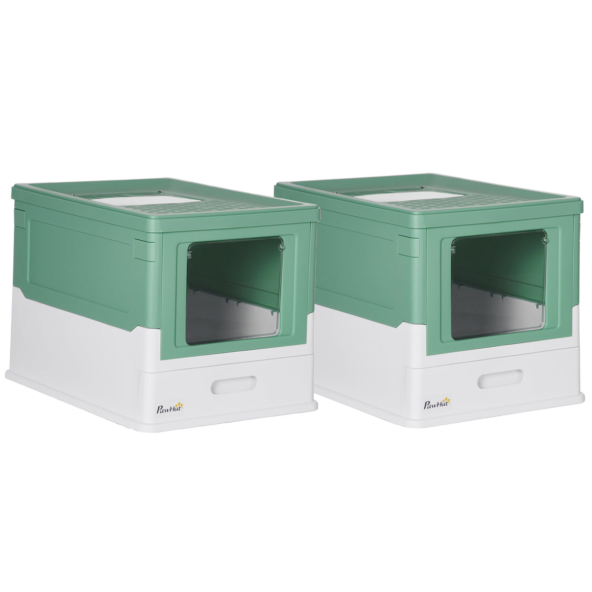 Lot de 2 maisons de toilette pour chat pliable double porte battante et supérieure pelle fourni 47,5 x 35,5 x 36,7 cm-0