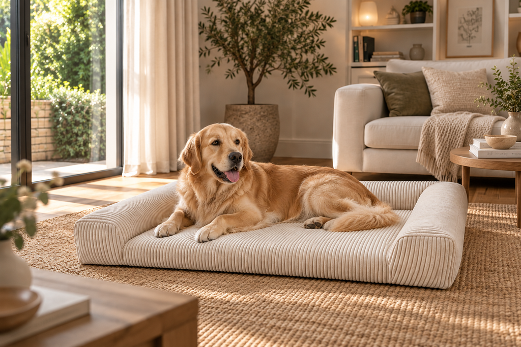 Matelas pour chien XL avec housse amovible – Beige vanille